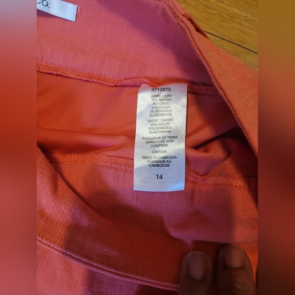 S.C. & Co. Skirt Size 14 Peach Pink with Shorts Underneath Casual Pull on - Picture 9 of 15